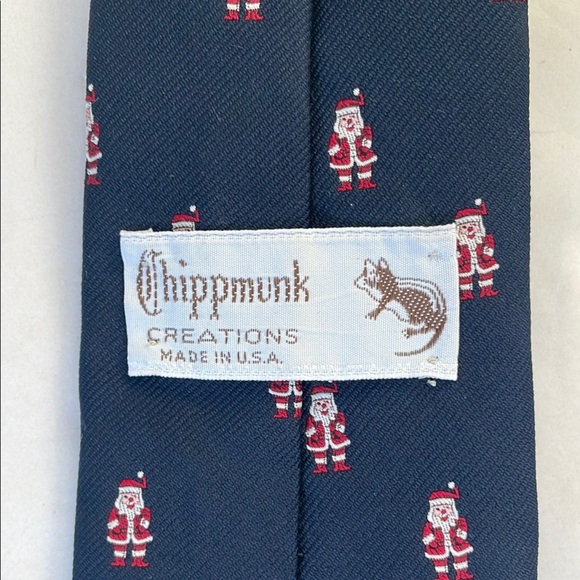 Chipmunk Creations Navy Blue and Red Patterned Santa Surprise Tie - Picture 3 of 7